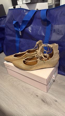 New Gold Glitter Candie’s Small Wedge Womens 6.5 Shoes