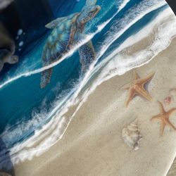 Beautiful Epoxy Ocean Top Coffee Table 