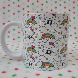 Hello Kitty Rainbow Clouds 20 oz Jumbo Ceramic Mug Coffee Gift
