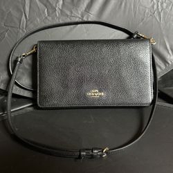 Coach Black Leather Crossbody Wallet