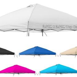 10x10 Canopy Replacement Top Cover,Pop Up Canopy Tent Top with Air Vent Ropes, Waterproof Sunshade Silver Coated Oxford Cloth for Outdoor Garden Patio