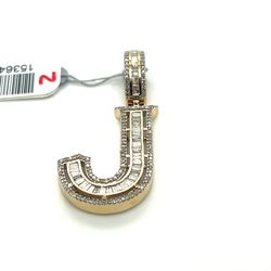 10kt Gold Diamond Letter Pendant “J” Bagguettes And Round Diamonds 1.1ctw 4.20grams 153640 7 