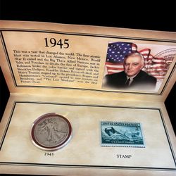 1945 Historic Walking Liberty Stamp and Coin Collection