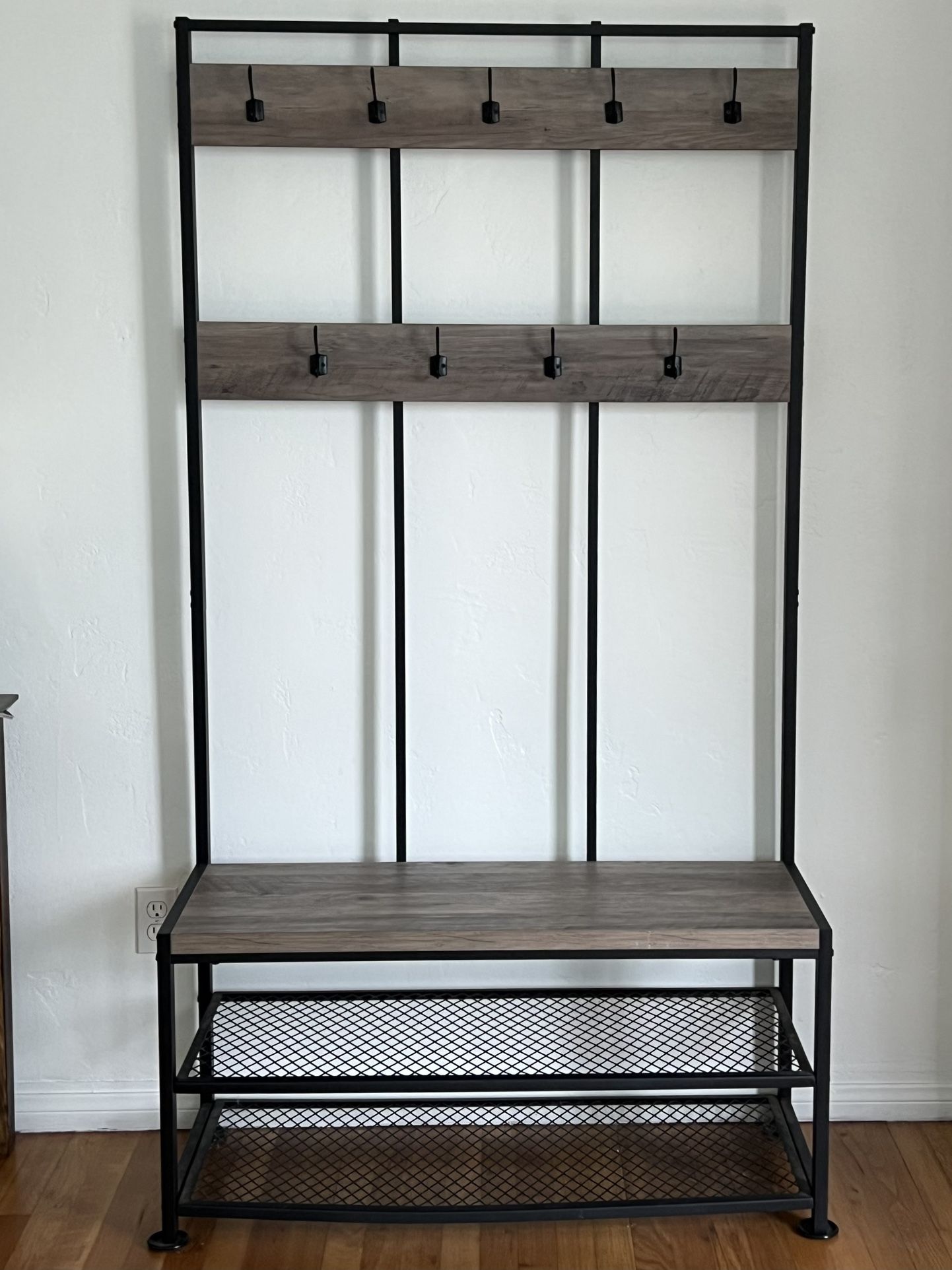 Hall Tree With Two Shelves Shoe Rack