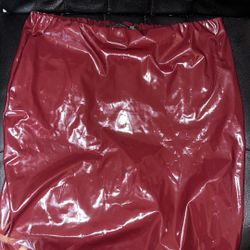 Boohoo Size 8 Burgundy Blood Red Latex Leather Skirt Vampire Vampirecore Medium
