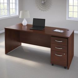 Business Office Pro Computer Desk with 3-Drawer Mobile Pedestal - NEW