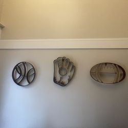 THREE WROUGHT IRON ROOM WALL DECOR