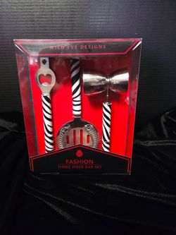 Wild Eye Designs 3-Piece Stainless Steel Bartender Kit Animal Print Black White