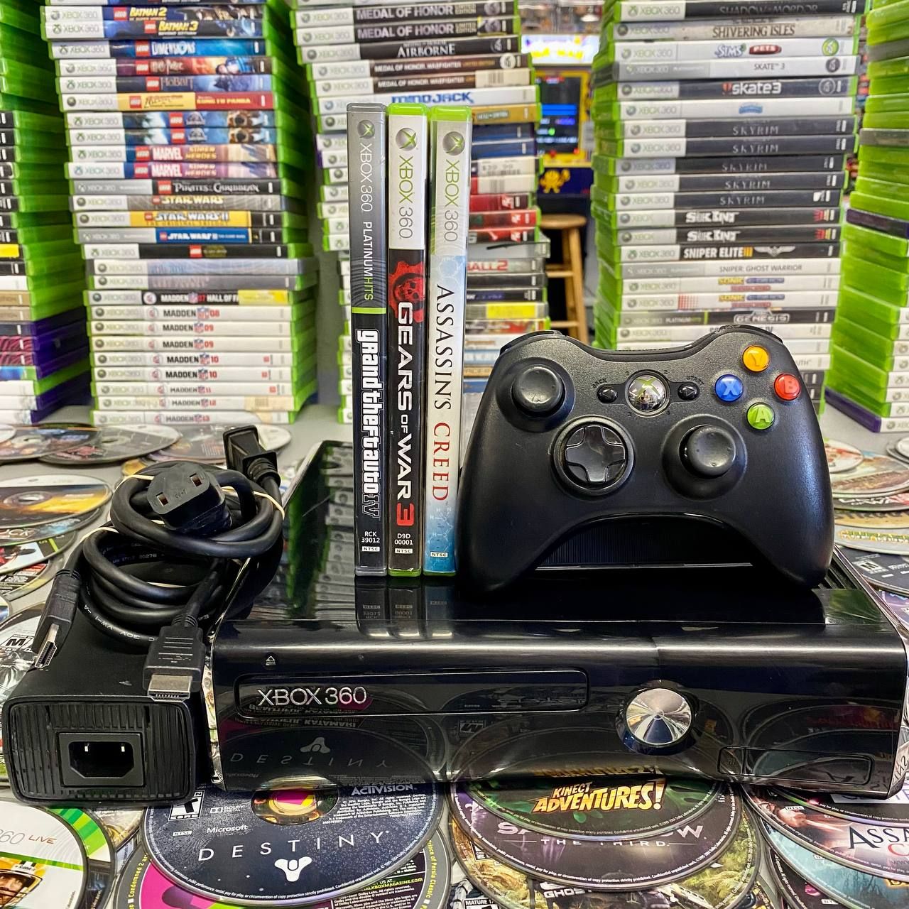 *TESTED* Xbox 360 250 GB Slim Black Console Bundle W/ 3 Games