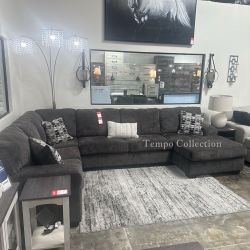 SECTIONAL 3 PCS, SMOKE, MEMORY FOAM [EASY CARE FABRIC] [NEW]