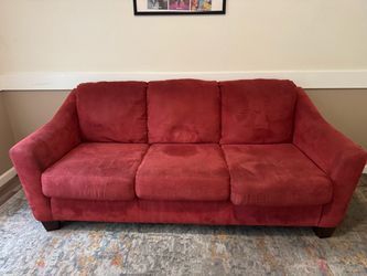 Red Microfiber 3-Seat Sofa
