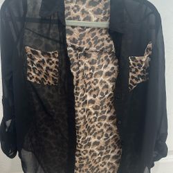 Women’s Leopard Button Up Blouse