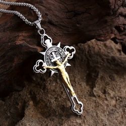 STAINLESS STEEL SILVER COLOR CROSS & CHAIN 