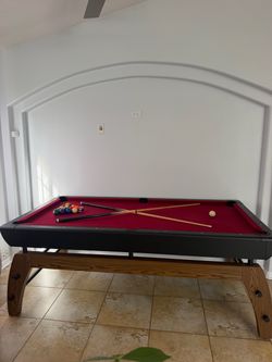Pool Table with Cue Rack & Accessories