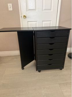 Black drawers with table extender