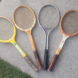 Vintage Tennis Rackets Set of Four