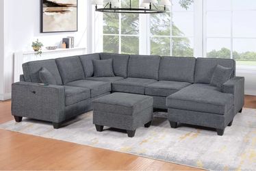 Sectional with ottoman.  Chk description
