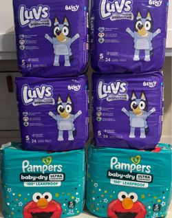 Luvs and Pampers Size 5 Diapers Bundle
