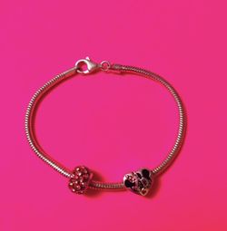 Disney 925 Sterling Silver Minnie Mouse Bracelet, 