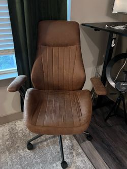 Brown Faux Leather Office Chair