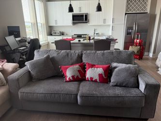 Gray Fabric Two-Cushion Sofa