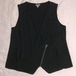 J.Jill: Gothic Style Long Black Skirt & Vest with Zippers, Size Small