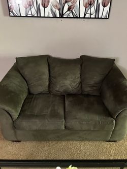 Green Microfiber Loveseat Sofa
