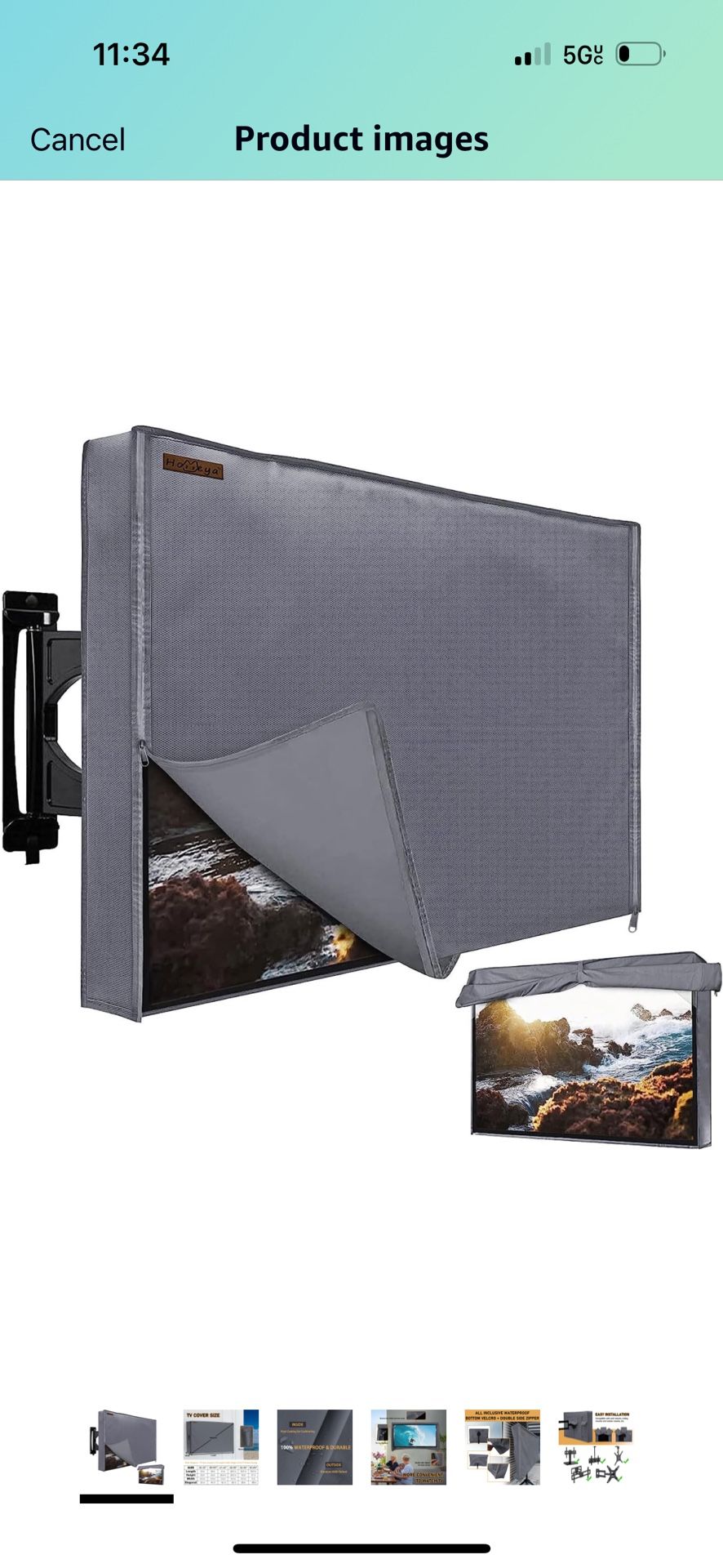 Outdoor TV Cover 41-43 Inches, HOMEYA 600D Heavy Duty Weatherproof TV Enclosure with Front Flap, Waterproof Zipper+Bottom Cover, for Outside LED LCD F