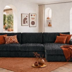 Sectional Courdory Black 129"