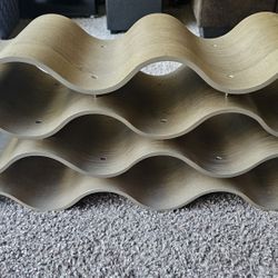 Modern Wave-Style Wood Wine Rack – Holds 12 Bottles