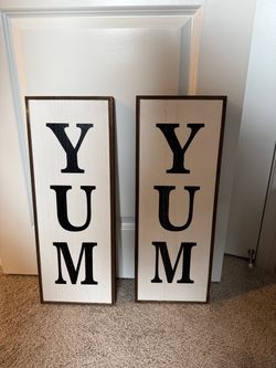 Set of 2 Farmhouse YUM Wood Signs