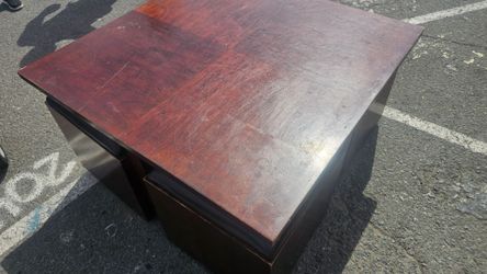 Dark Wood Coffee Table 4 chairs hide underneath