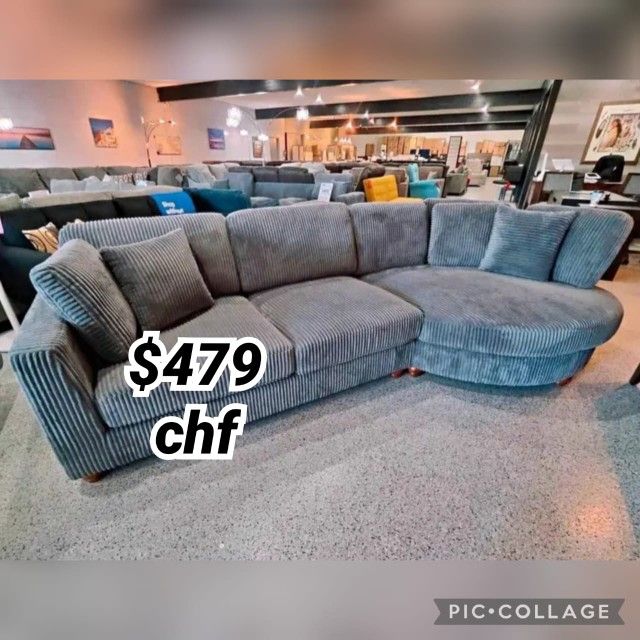 Gray Corduroy Sectional Couch  - Halloween deals 