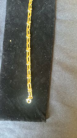 Barbell link Gold plated wrist band chain  8.5in