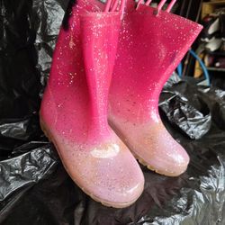 Sparkling Pink Rain Boots - Size 4