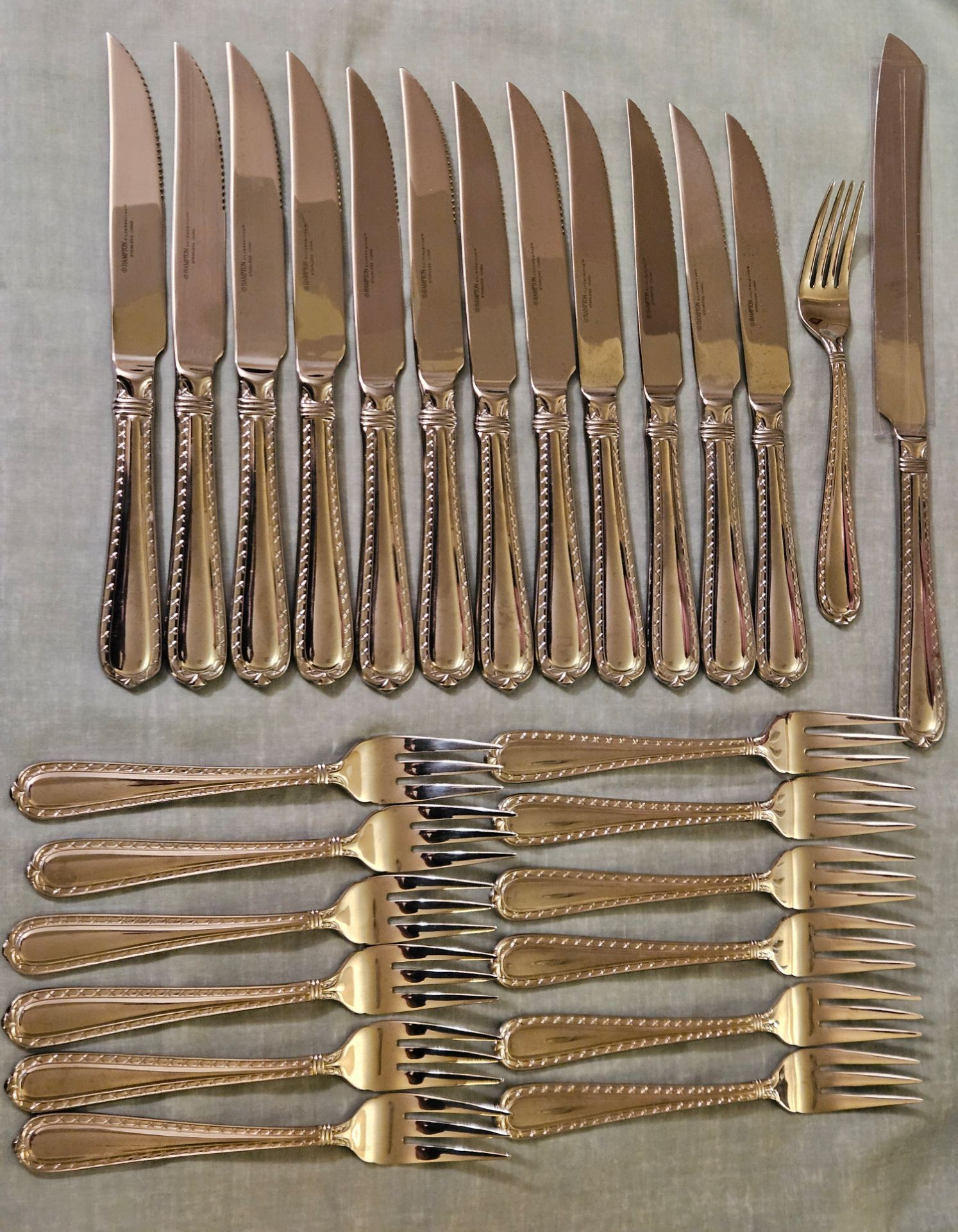 Brand New Hampton Silversmiths " Nobility" Pattern Stainless Steel Silverware.