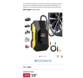 Brand new Tire Inflator Portable Air Compressor-Electric Cordless Air Pump for Car Tires with Digital Pressure Gauge,150 PSI Portable Tire Inflator fo