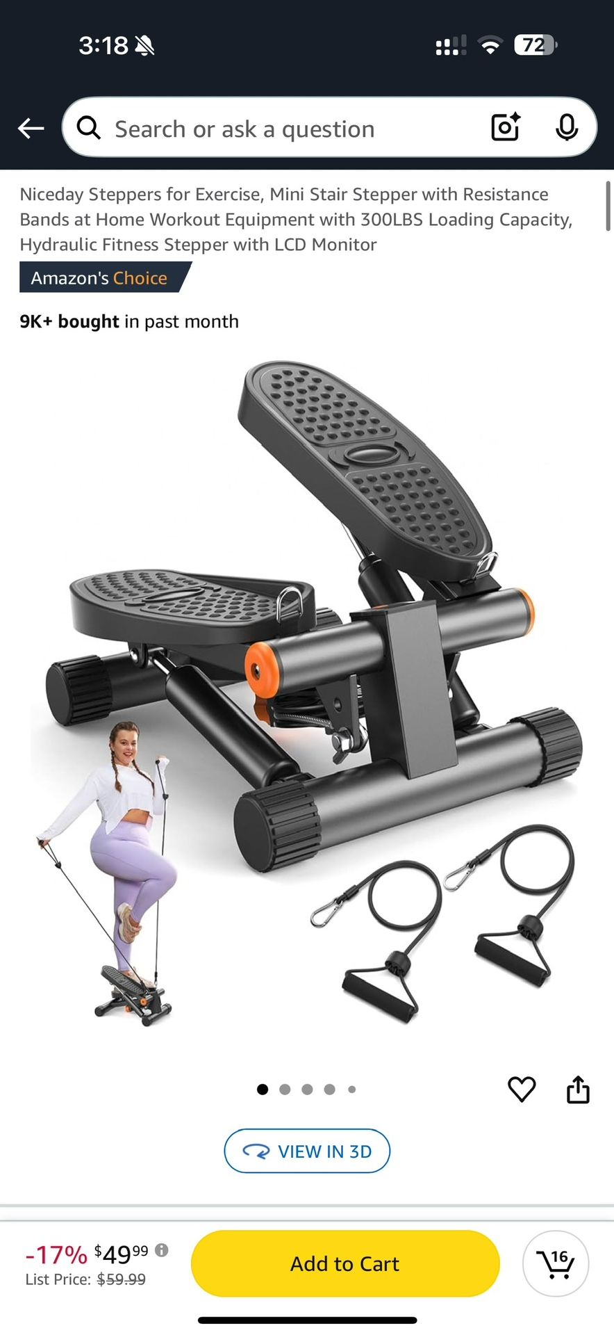 New Niceday Steppers for Exercise, Mini Stair Stepper with Resistance Bands at Home Workout Equipment with 300LBS Loading Capacity, Hydraulic Fitness