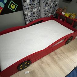Kids racing car bed and mattress