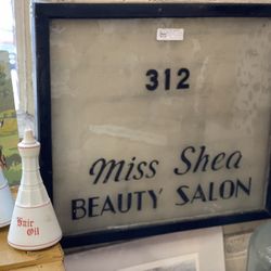 c1920s Beauty Salon Sign glass Door Panel framed Antique VTG African-American