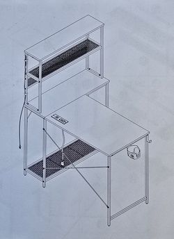 73" L Shaped Computer Office Desk Table with Storage Shelves, Power Outlet, and LED Lights, Black