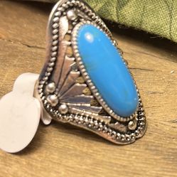 5394-MMT Vintage Style Native American Blue Turquoise Color Type Inlayed Setting