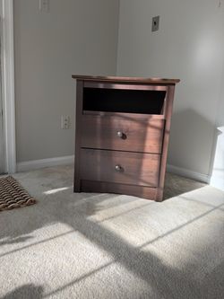 28” Brown Wood Nightstand with 2 Drawers
