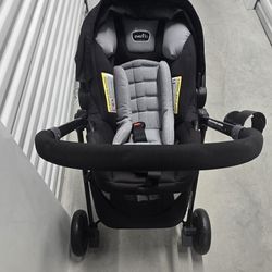 Evenflo Pivot Modular Travel System with LiteMax Infant Car Seat with Anti-Rebound Bar - Oxford Black