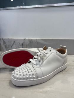 GENUINE Christian Louboutin Louis Junior White Men Leather Spike Sneaker - Size 43 (10US)