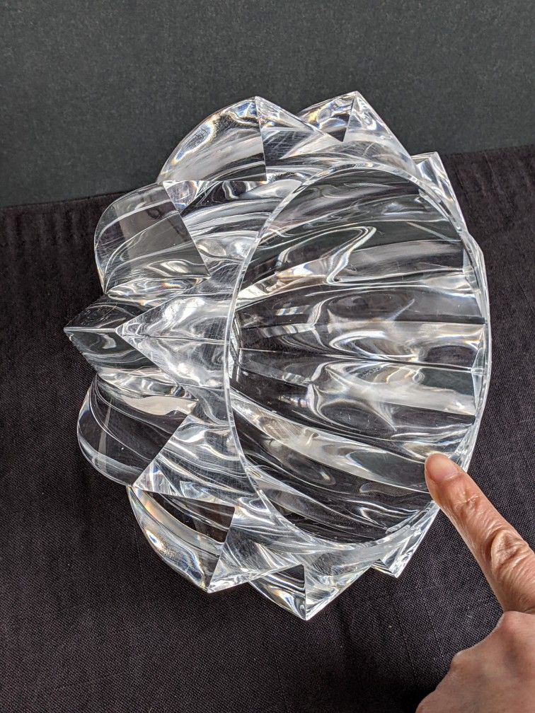 Vtg Post Modern Clear Acrylic Lucite Faceted Tiara Bowl by Judith Kruger