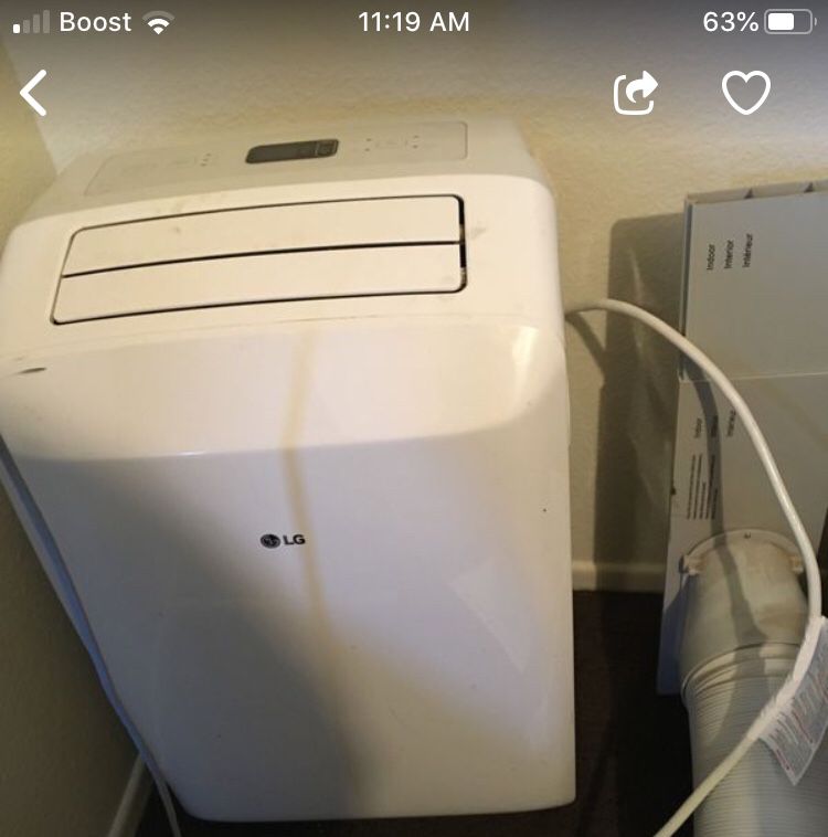 LG portable indoor AC unit 10,000 BTU comes with remote and exhaust hose for window connect