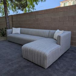 Four Hands Gray Sectional Couch w/ Chaise - Like New - Free Delivery