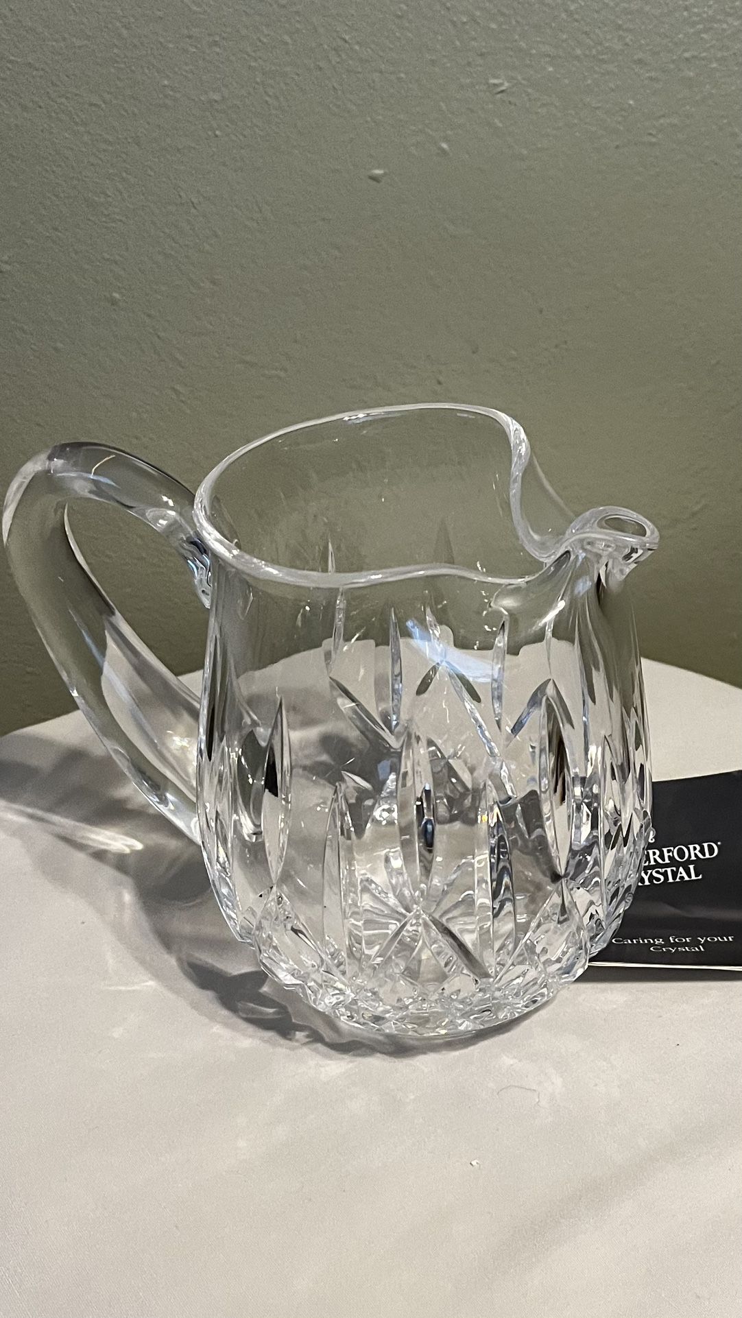 WATERFORD LISMORE CRYSTAL WEDGE & DIAMOND CUT ICE LIP PITCHER APROX. 6 “ TALL