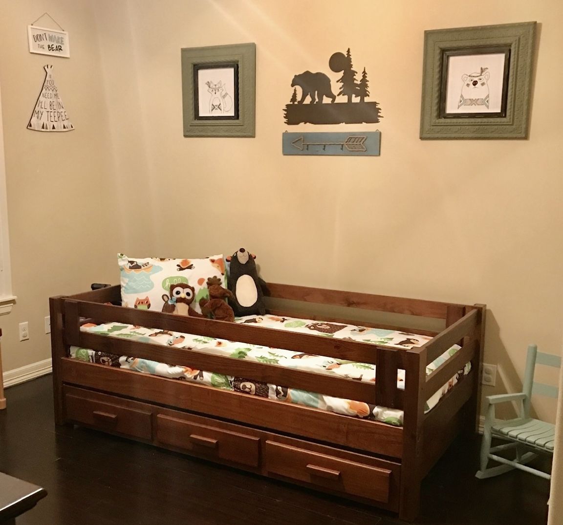 Twin Trundle Wood Bed